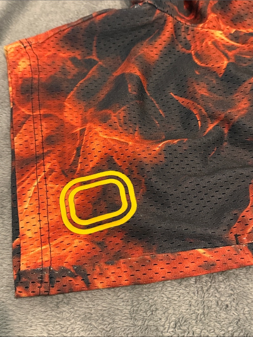 Youth Large - Kids Flame-Print Athletic Shorts in Black & Red - Picture 3 of 3